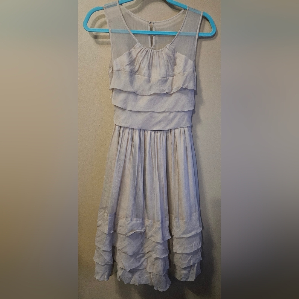 NWT Burlapp Women's Size 2 100% Silk Chiffon Dress Cream With Lining